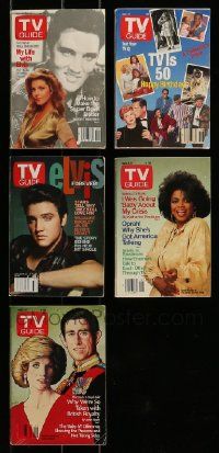 4h199 LOT OF 5 TV GUIDE MAGAZINES '80s My Life w/Elvis, TV's 50th Birthday, Oprah, Princess Diana