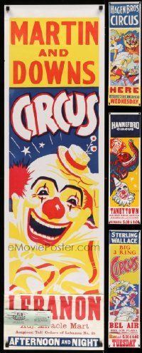 4h413 LOT OF 4 UNFOLDED CIRCUS POSTERS '60s wonderful colorful art of clowns & other acts!