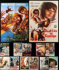 4h421 LOT OF 13 FORMERLY FOLDED YUGOSLAVIAN POSTERS '60s-80s a variety of different movie images!