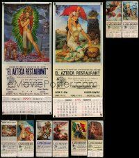 4h417 LOT OF 10 MEXICAN ART CALENDARS '90s all with artwork of sexy Aztec women & men!