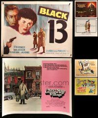 4h481 LOT OF 9 UNFOLDED AND FORMERLY FOLDED HALF-SHEETS '50s-80s a variety of movie images!