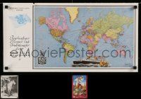 4h564 LOT OF 4 UNFOLDED SPECIAL POSTERS '80s Disney, Superbowl, Hopalong Cassidy & world map!