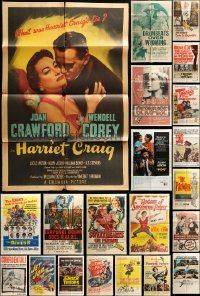 4h058 LOT OF 50 FOLDED ONE-SHEETS '50s-60s great images from a variety of different movies!