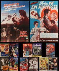 4h432 LOT OF 15 MOSTLY UNFOLDED FINNISH POSTERS '50s-60s great images from a variety of movies!