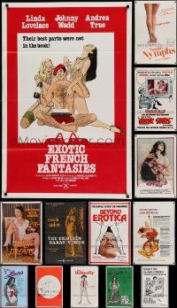 4h665 LOT OF 15 TRI-FOLDED SEXPLOITATION ONE-SHEETS '60s-70s great images from sexy movies!