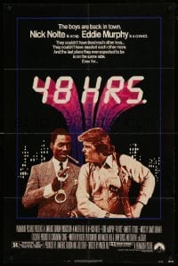4j011 48 HRS. 1sh '82 Nick Nolte is a cop who hates Eddie Murphy who is a convict!