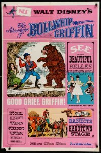 4j029 ADVENTURES OF BULLWHIP GRIFFIN style B 1sh '66 Disney, man fights bear with umbrella!