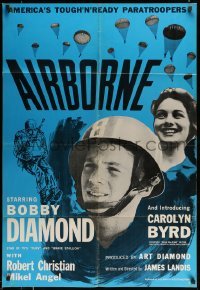 4j033 AIRBORNE 1sh '62 Bobby Diamond, Carolyn Byrd, paratroopers!