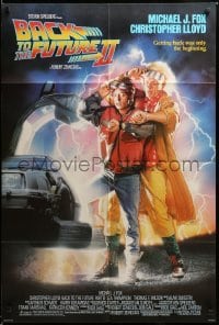 4j065 BACK TO THE FUTURE II 1sh '89 Michael J. Fox as Marty, synchronize your watches!