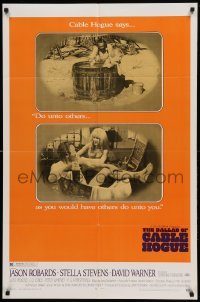 4j069 BALLAD OF CABLE HOGUE 1sh '70 Sam Peckinpah, Robards & sexy Stella Stevens in wash tub!