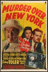 4j003 MURDER OVER NEW YORK 1sh '40 Sidney Toler as Charlie Chan, sexiest Joan Valerie, rare!