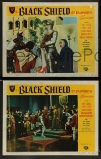 4k874 BLACK SHIELD OF FALWORTH 3 LCs '54 knight Tony Curtis & Herbert Marshall as Earl of Mackworth