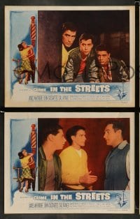 4k169 CRIME IN THE STREETS 8 LCs '56 young John Cassavetes, Whitmore, Mineo, directed by Don Siegel