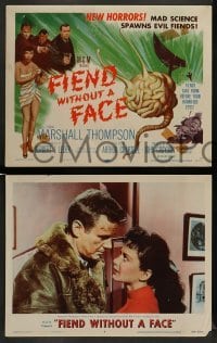 4k249 FIEND WITHOUT A FACE 8 LCs '58 giant brain & girl in towel on tc, mad science spawns evil!