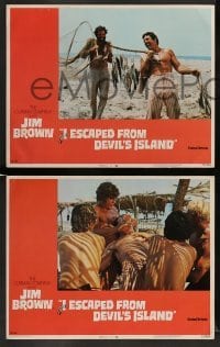 4k367 I ESCAPED FROM DEVIL'S ISLAND 8 LCs '73 Jim Brown, Christopher George, Richard Ely!