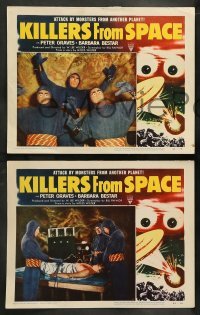 4k417 KILLERS FROM SPACE 8 LCs '54 great images of wacky bulb-eyed aliens & Peter Graves!