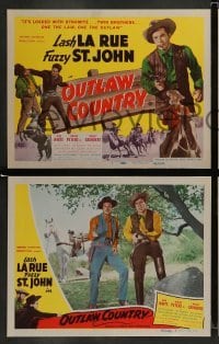 4k569 OUTLAW COUNTRY 8 LCs '48 Lash La Rue as twin brothers, one the law, one the outlaw, Fuzzy!