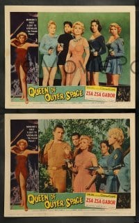 4k814 QUEEN OF OUTER SPACE 7 LCs '58 sexy Zsa Zsa Gabor & Laurie Mitchell, beauties of planet Venus