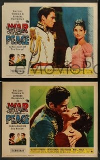 4k749 WAR & PEACE 8 LCs R63 Audrey Hepburn, Vittorio Gassman, Mel Ferrer, Leo Tolstoy epic!