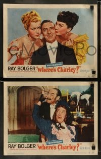 4k758 WHERE'S CHARLEY 8 LCs '52 wacky images of cross-dressing Ray Bolger in the title role!