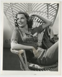 4m123 BETTY FIELD 8.25x10 still '40s great smiling close up relaxing in bamboo chair by Richee!