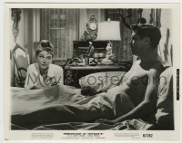 4m146 BREAKFAST AT TIFFANY'S 8x10.25 still 1961 Audrey Hepburn stares at barechested George Peppard!