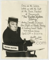 4m160 BUSTER KEATON STORY deluxe 8x10 still '57 Buster Keaton in his chair inviting you to premiere!