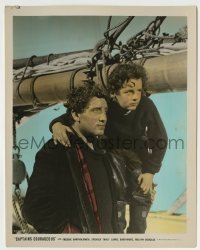 4m012 CAPTAINS COURAGEOUS color 8x10 still '37 c/u of Spencer Tracy & Freddie Bartholomew on ship!
