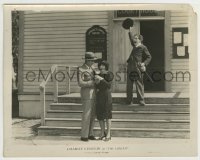 4m194 CIRCUS 8x10.25 still '28 jubilant Tramp Charlie Chaplin on courthouse steps over couple!