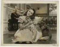 4m226 COURAGE OF LASSIE 8x10.25 still '46 c/u of Elizabeth Taylor & the famous canine muzzled!