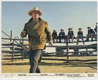 4m013 COWBOYS 8x10 mini LC #2 '72 boys sitting on fence watch big John Wayne!