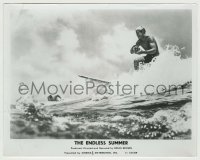 4m306 ENDLESS SUMMER 8x10 still '67 Bruce Brown, Mike Hynson on surfboard by Robert August paddling