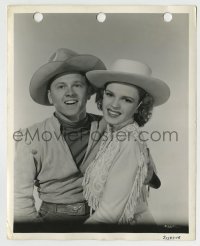 4m377 GIRL CRAZY 8x11 key book still '43 Judy Garland & Mickey Rooney portrait in western outfits!