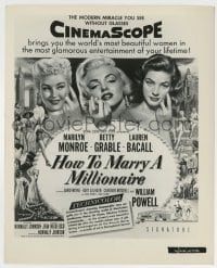 4m474 HOW TO MARRY A MILLIONAIRE 8.25x10 still '53 Marilyn Monroe, Grable & Bacall, newspaper ad!