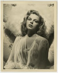 4m553 JUDY GARLAND 8x10.25 still '43 sexy negligee w/ furry pillow, promo for Presenting Lily Mars!