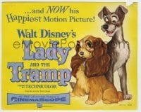 4m026 LADY & THE TRAMP color 8x10 still '55 Disney classic dog cartoon, great title card image!