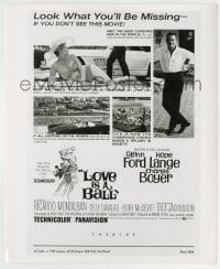 4m611 LOVE IS A BALL 8.25x10 still '63 Glenn Ford & sexy Hope Lange on a cool newspaper ad!