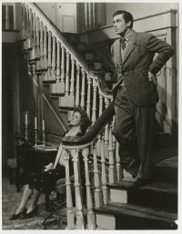 4m694 MRS. MINIVER 7.25x9.25 still '42 Walter Pidgeon standing on staircase by sad Greer Garson!