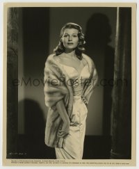 4m798 RITA HAYWORTH 8.25x10 still '56 the beautiful star wearing fur coat & gown from Pal Joey