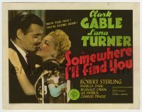4m043 SOMEWHERE I'LL FIND YOU color 8x10.25 still '42 Clark Gable & Lana Turner, title card image!