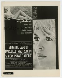 4m949 VERY PRIVATE AFFAIR 8x10.25 still '62 Louis Malle's Vie Privee, Brigitte Bardot newspaper ad!