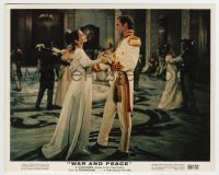 4m052 WAR & PEACE color 8x10 still '56 Audrey Hepburn & Mel Ferrer dancing at fancy ball!