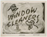 4m984 WINDOW CLEANERS 8x10.25 still '40 Donald Duck & Pluto on cool Disney cartoon title card!