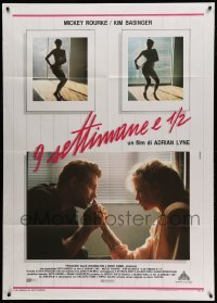 4p105 9 1/2 WEEKS Italian 1p '86 Mickey Rourke, sexy Kim Basinger stripping, different close up!