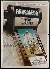 4p047 ANDROMEDA STRAIN Italian 2p '71 Michael Crichton novel, different top secret film image!