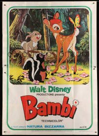 4p050 BAMBI Italian 2p R70s Walt Disney cartoon deer classic, great art with Thumper & Flower!