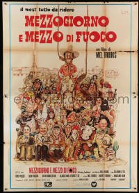 4p055 BLAZING SADDLES Italian 2p '75 Mel Brooks, best different Meyerowitz art of the entire cast!
