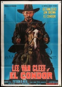 4p066 EL CONDOR Italian 2p '70 cool Ciriello art of cowboy Lee Van Cleef on horse with guns drawn!