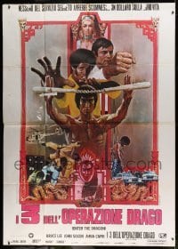4p068 ENTER THE DRAGON Italian 2p R70s Bruce Lee classic, the movie that made him a legend!