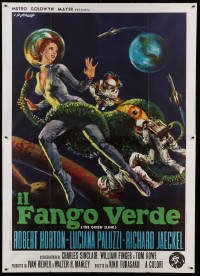 4p070 GREEN SLIME Italian 2p '69 classic cheesy sci-fi, art of sexy astronaut & monster by Stefano!
